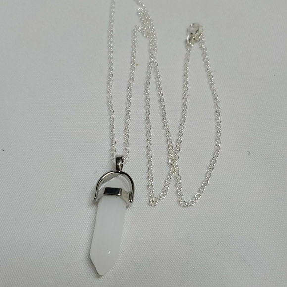 Crystal Hexagonal Stone Pendant Necklace - Picture 6 of 8